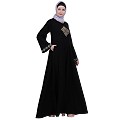 Emirates Umbrella abaya with embroidery work-Black
